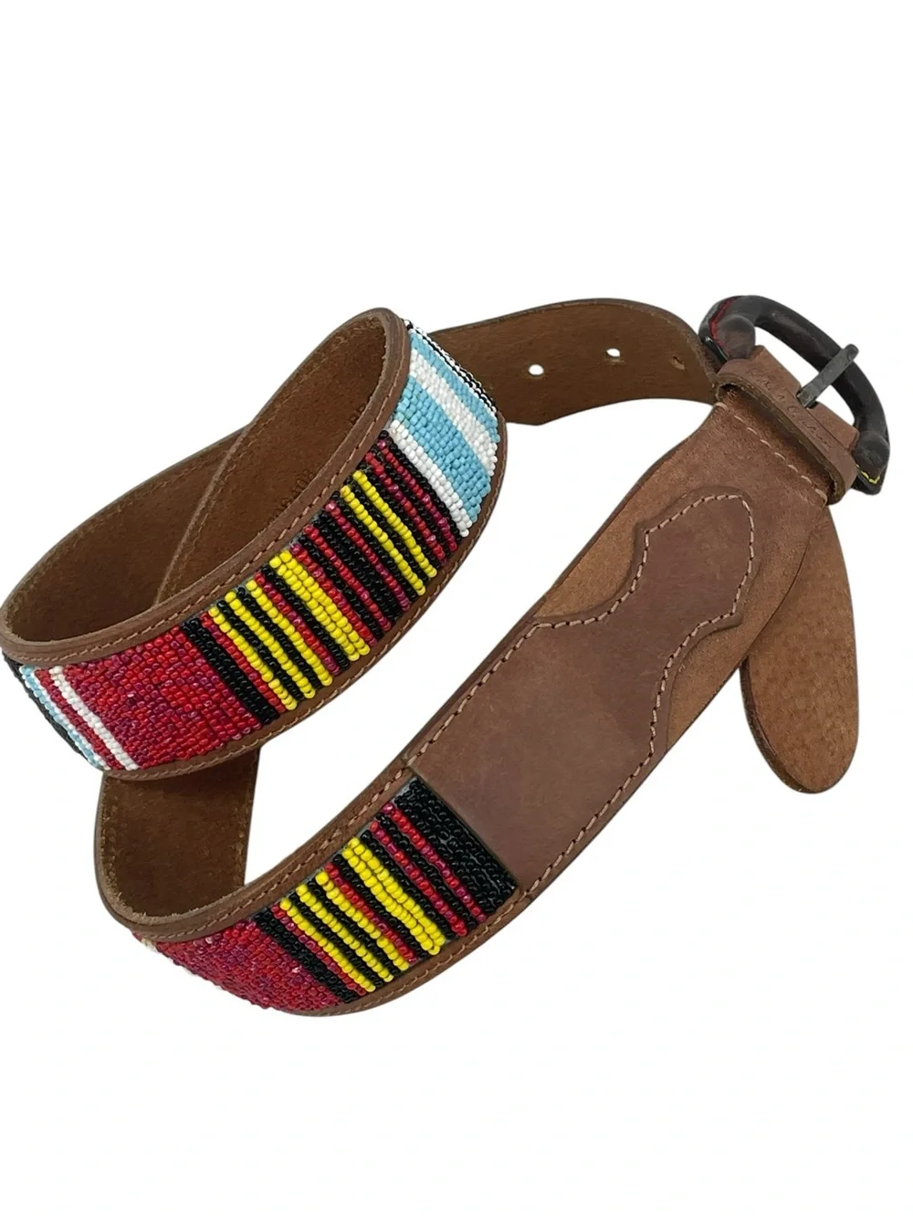 Robert Graham Beaded Leather Boho Western Chic Rodeo Colorful Tribal Belt - 36